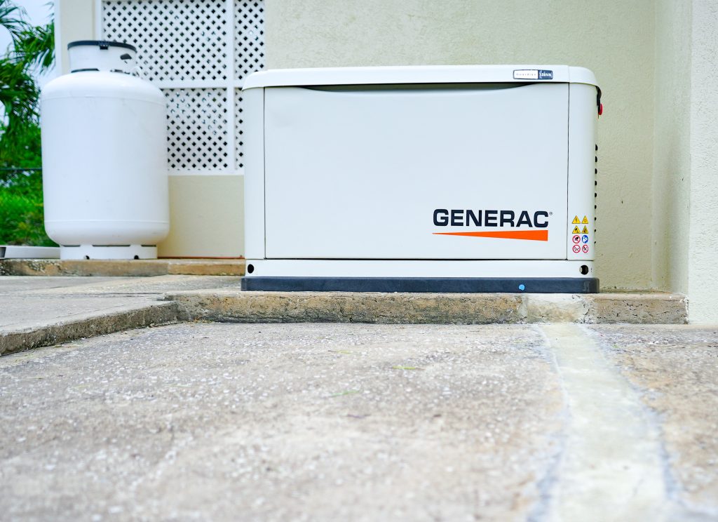 Generac standby generator installed outside a building